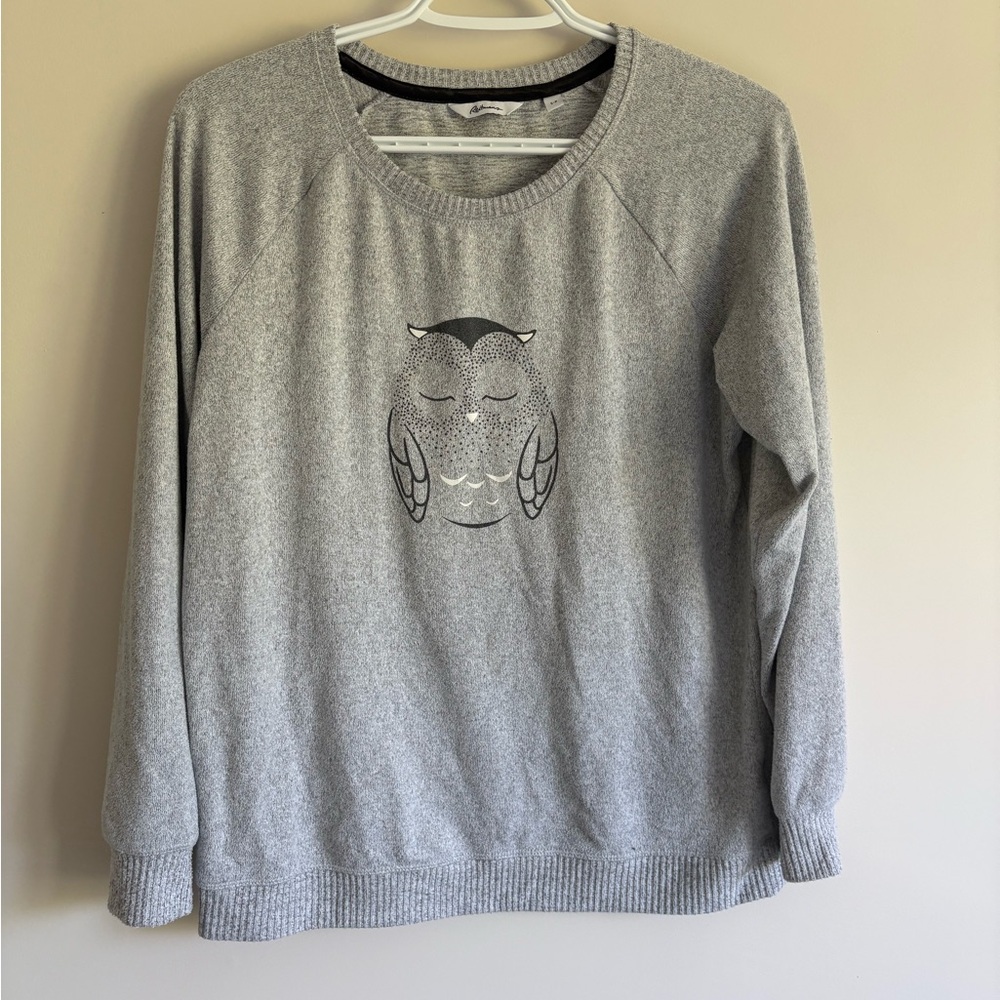 🦉 Reitmans Gray Owl Print Women's Crewneck Sweater